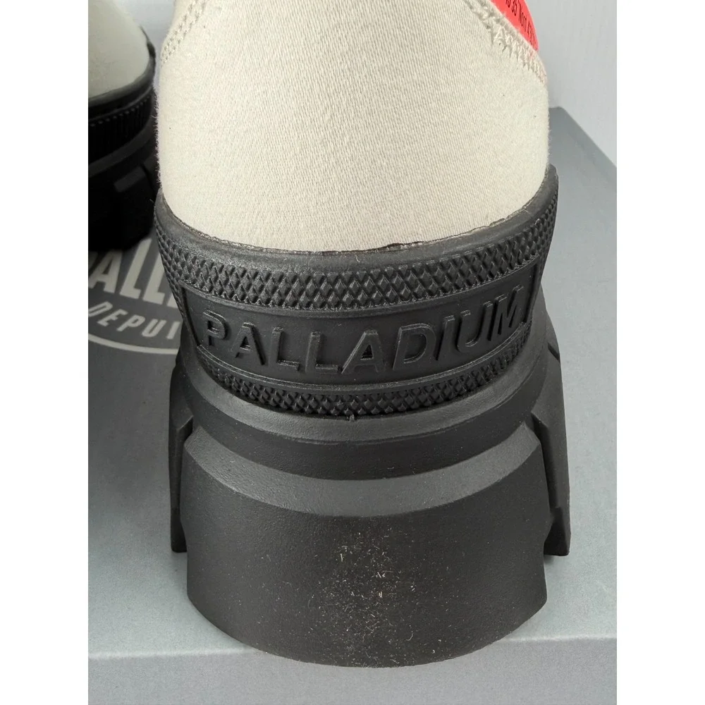 Palladium Revolt Hi TX Women 7.5 Star White Black Canvas Platform Lug Sole Boots
